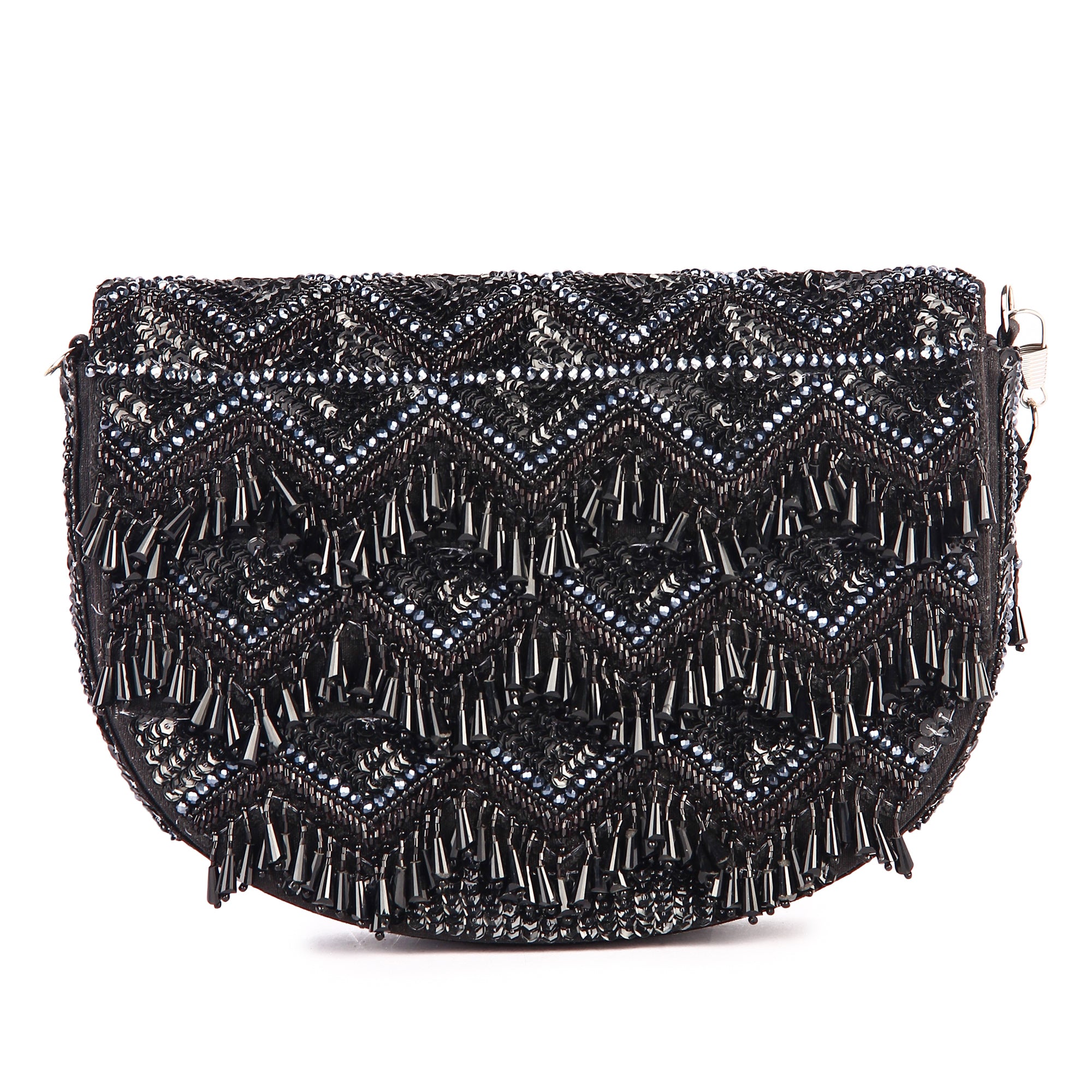 Black tasselly clutch