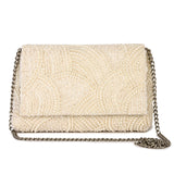 Tessellation white pearl clutch
