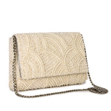 Tessellation white pearl clutch