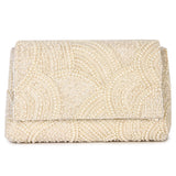 Tessellation white pearl clutch