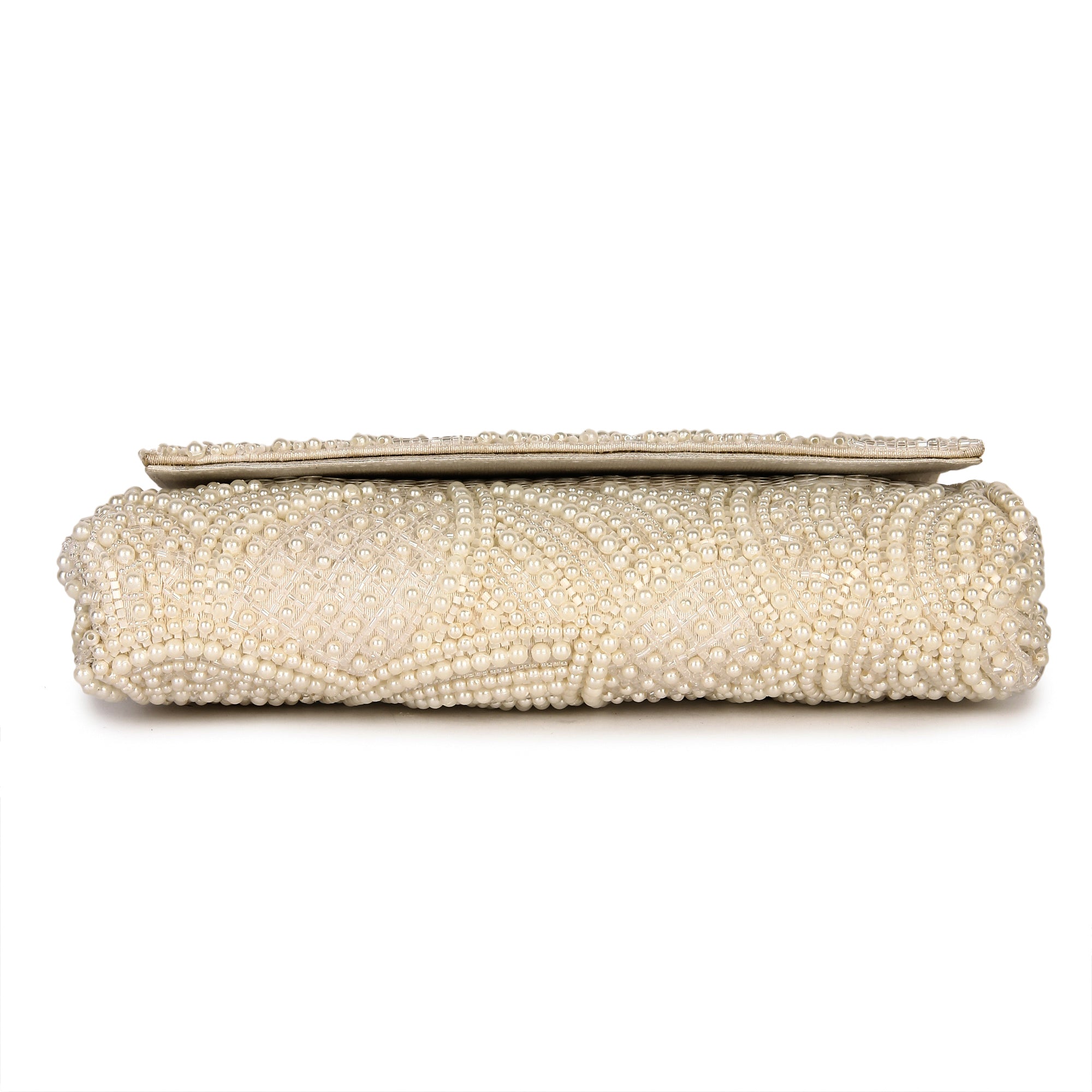 Tessellation white pearl clutch