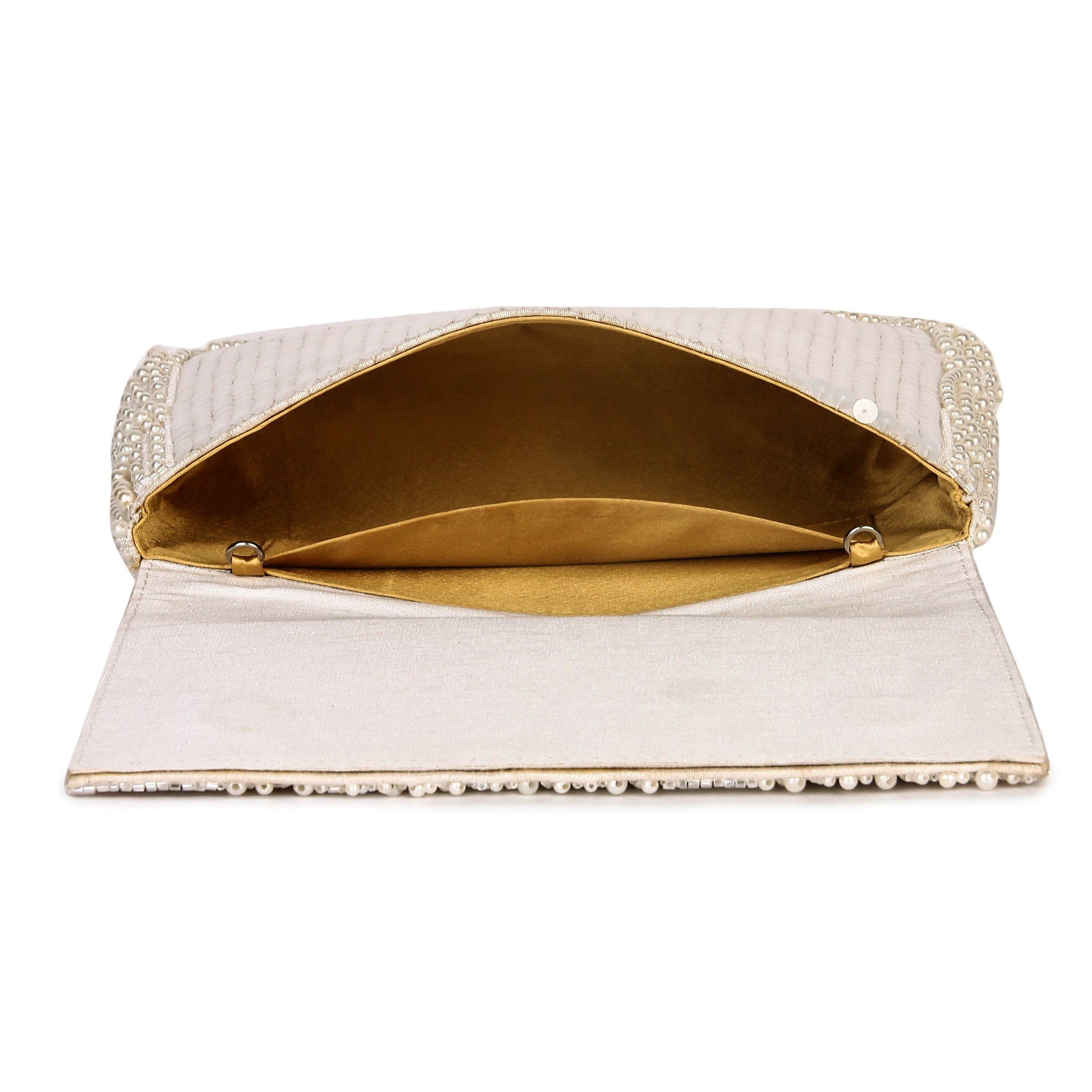 Tessellation white pearl clutch