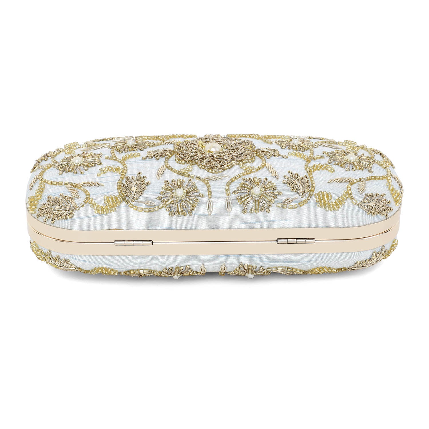 Ice blue flower clutch