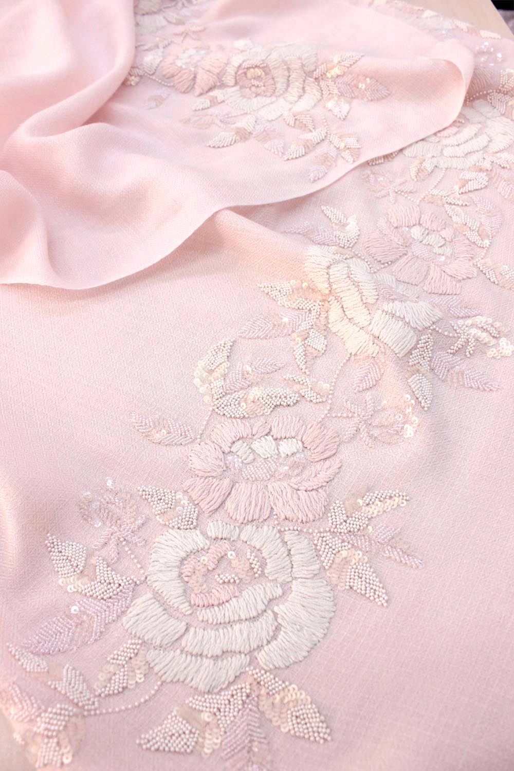 Imperial Rose | Embroidered Wool Silk Stole
