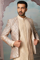 Ivory Muse Open Embroidered Indo-Western Set