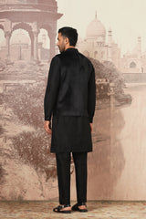 Black Kiran Dori Embroidery Kurta Bundi Set