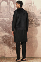 Black Kiran Dori Embroidery Kurta Bundi Set
