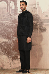 Black Kiran Dori Embroidery Kurta Bundi Set