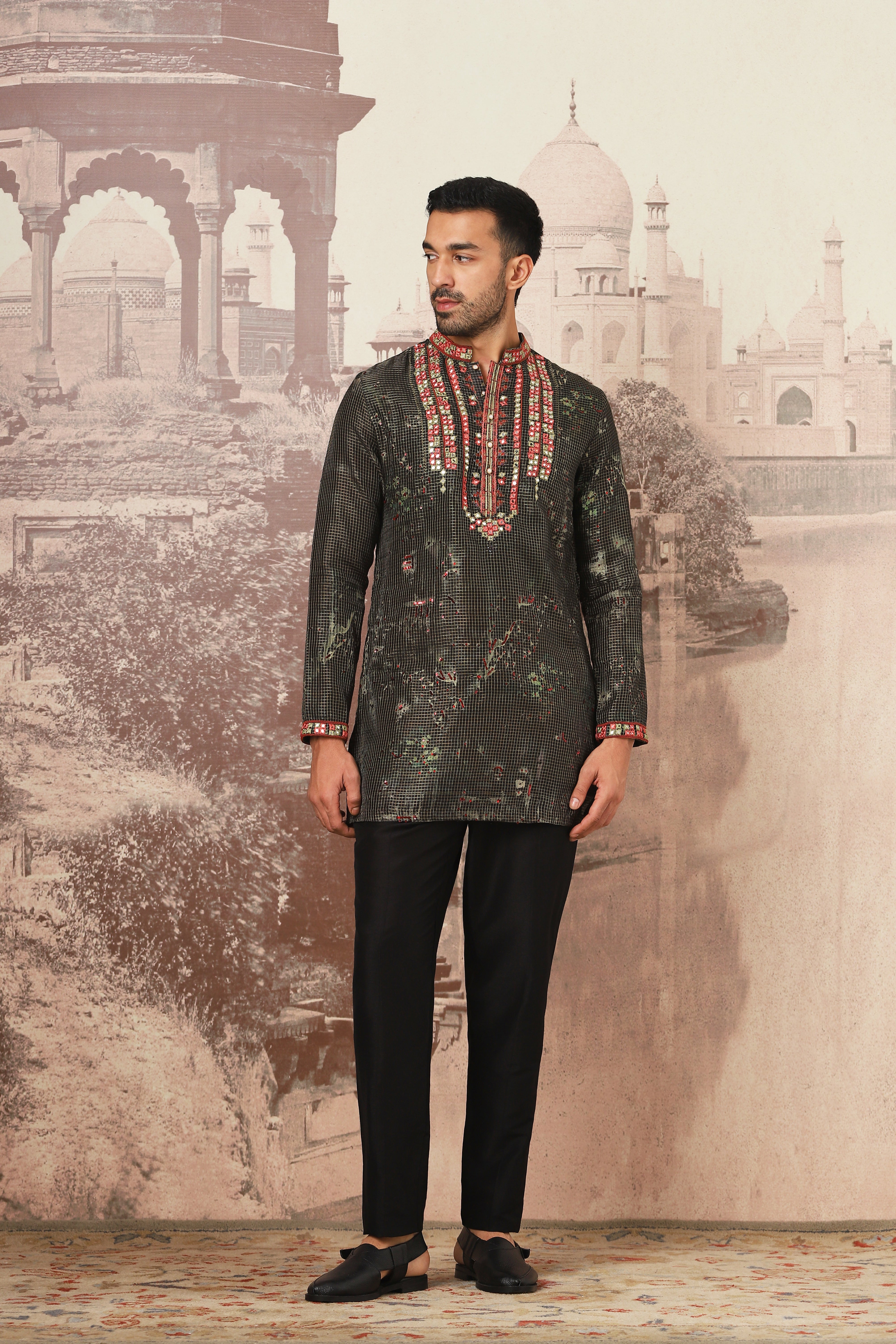 Forest Glimmer Mirror and Sequins Embroidered Kurta Set