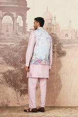 Floral Meadow Embroidered Kurta Bundi Set