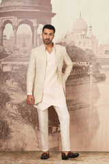 Ivory Heritage Open Embroidered Indowestern Set