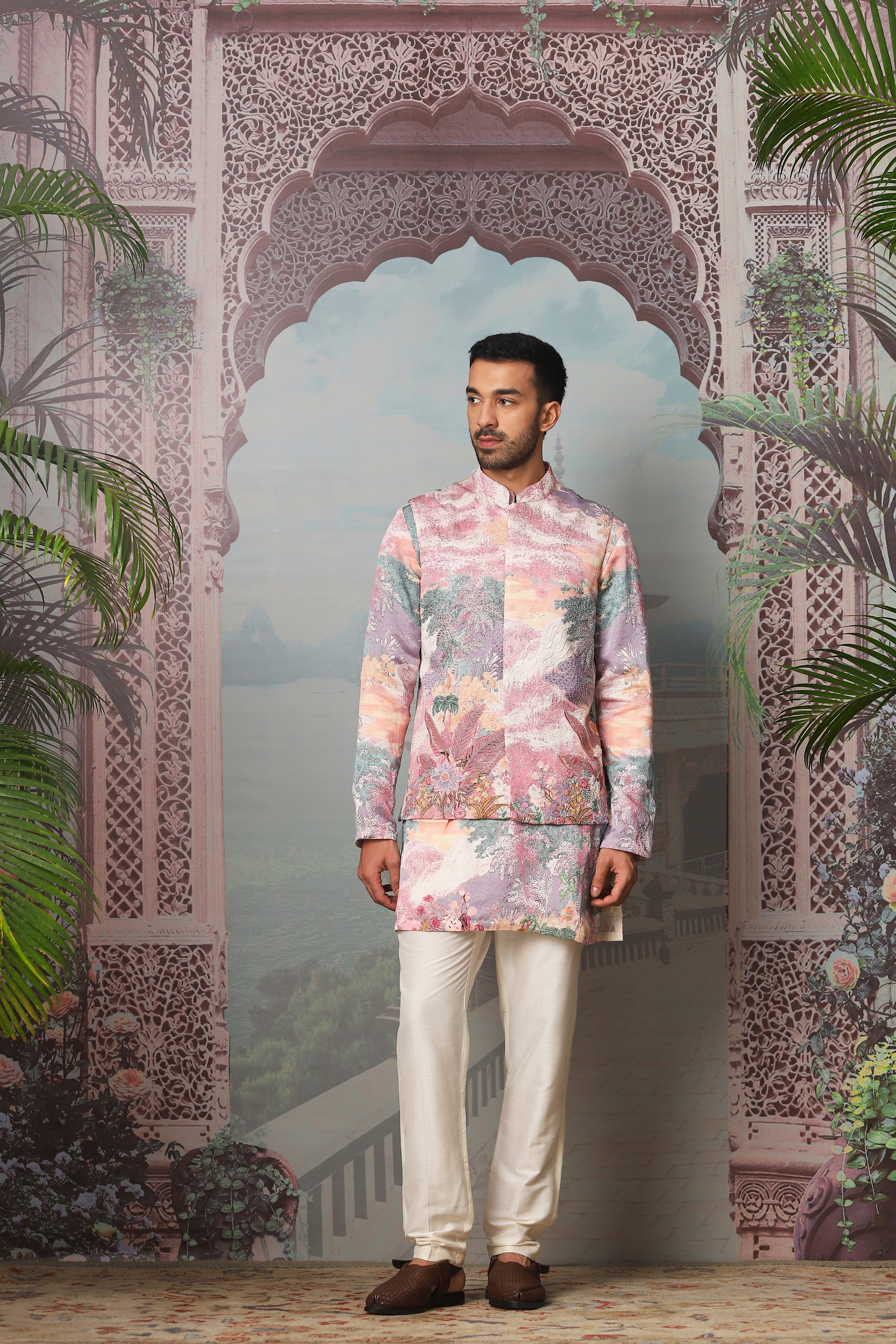 Floral Dream Printed Embroidered Kurta Bundi Set