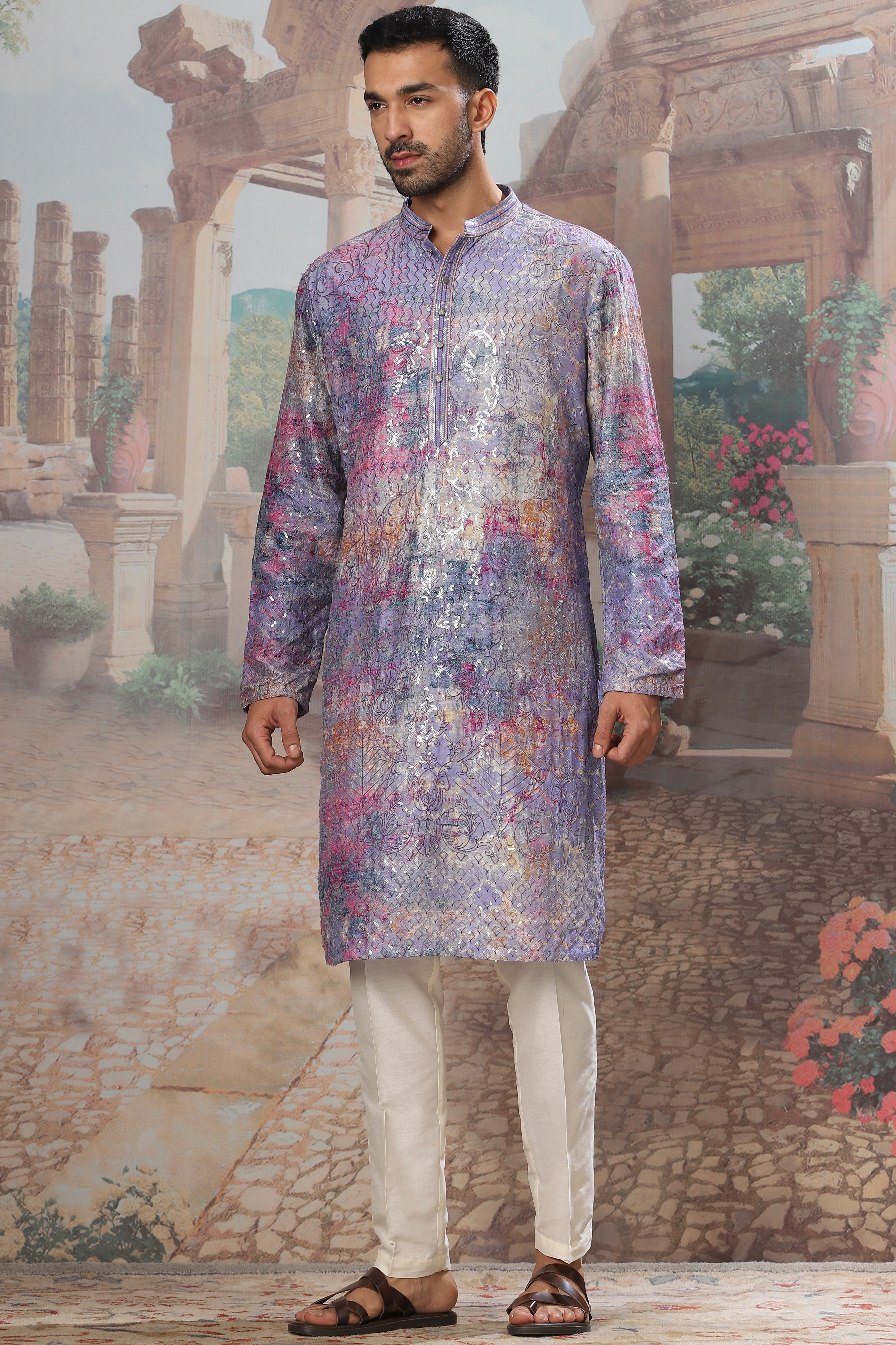 Saffron Gold Silk Embroidered Stole