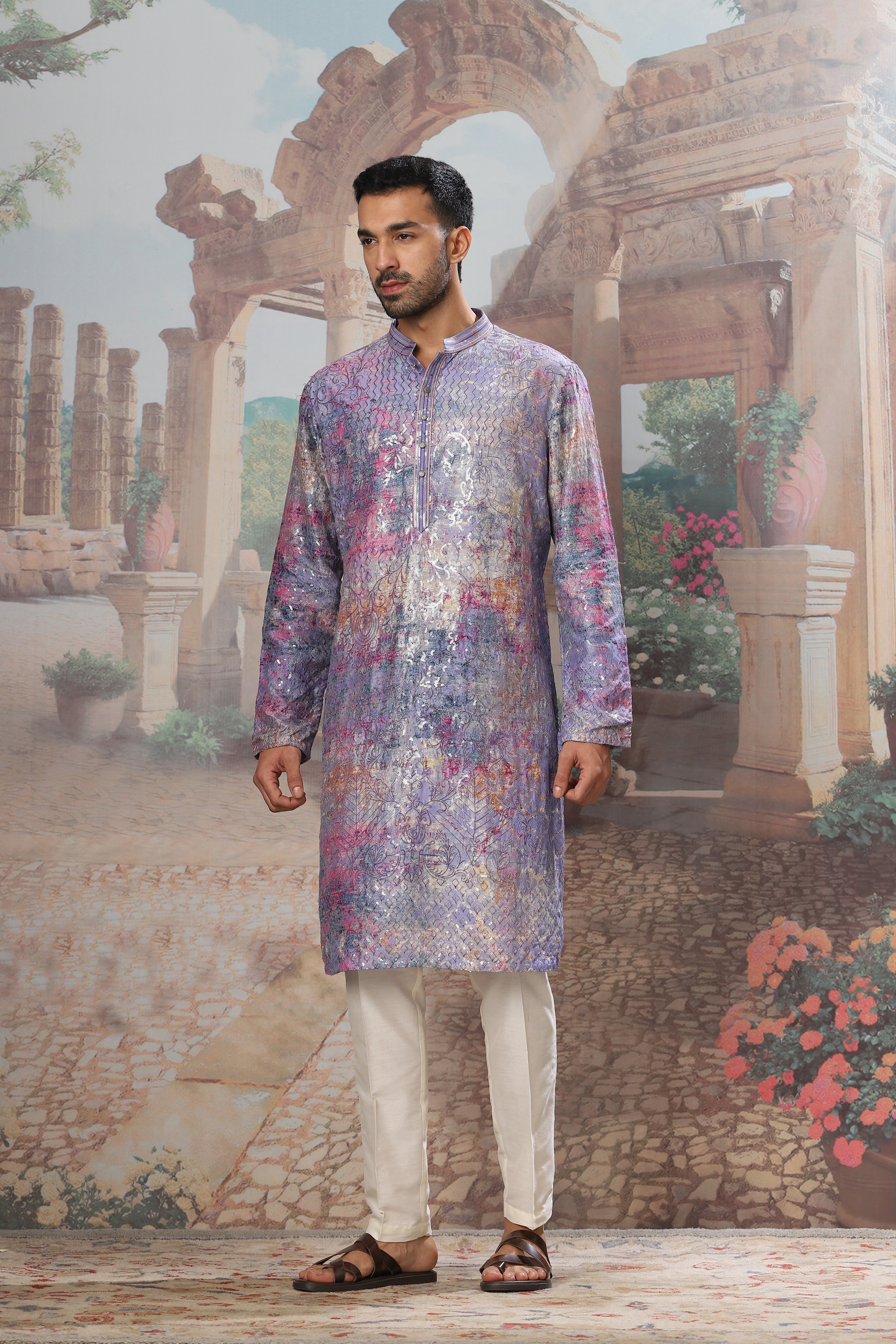 Saffron Gold Silk Embroidered Stole