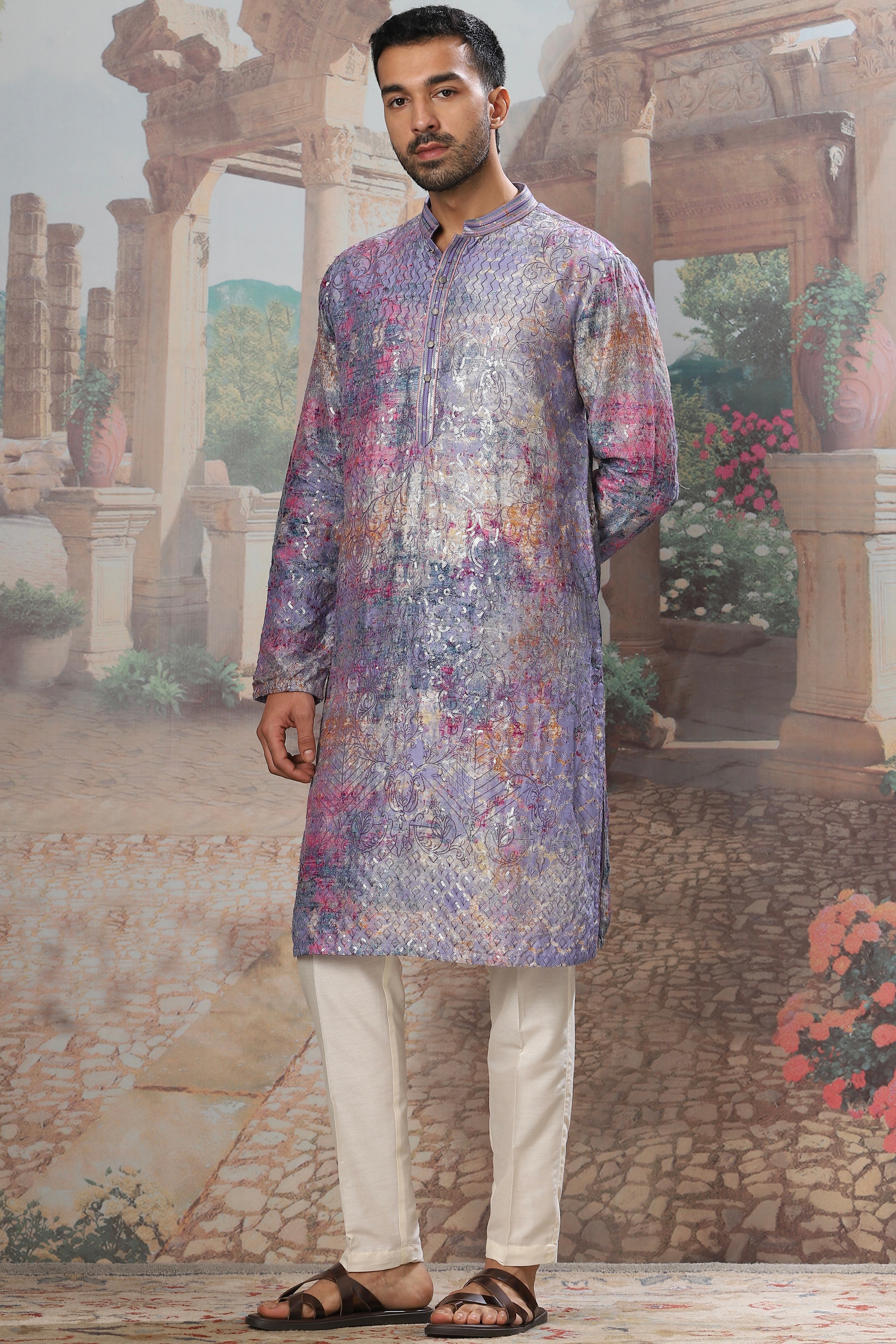 Saffron Gold Silk Embroidered Stole
