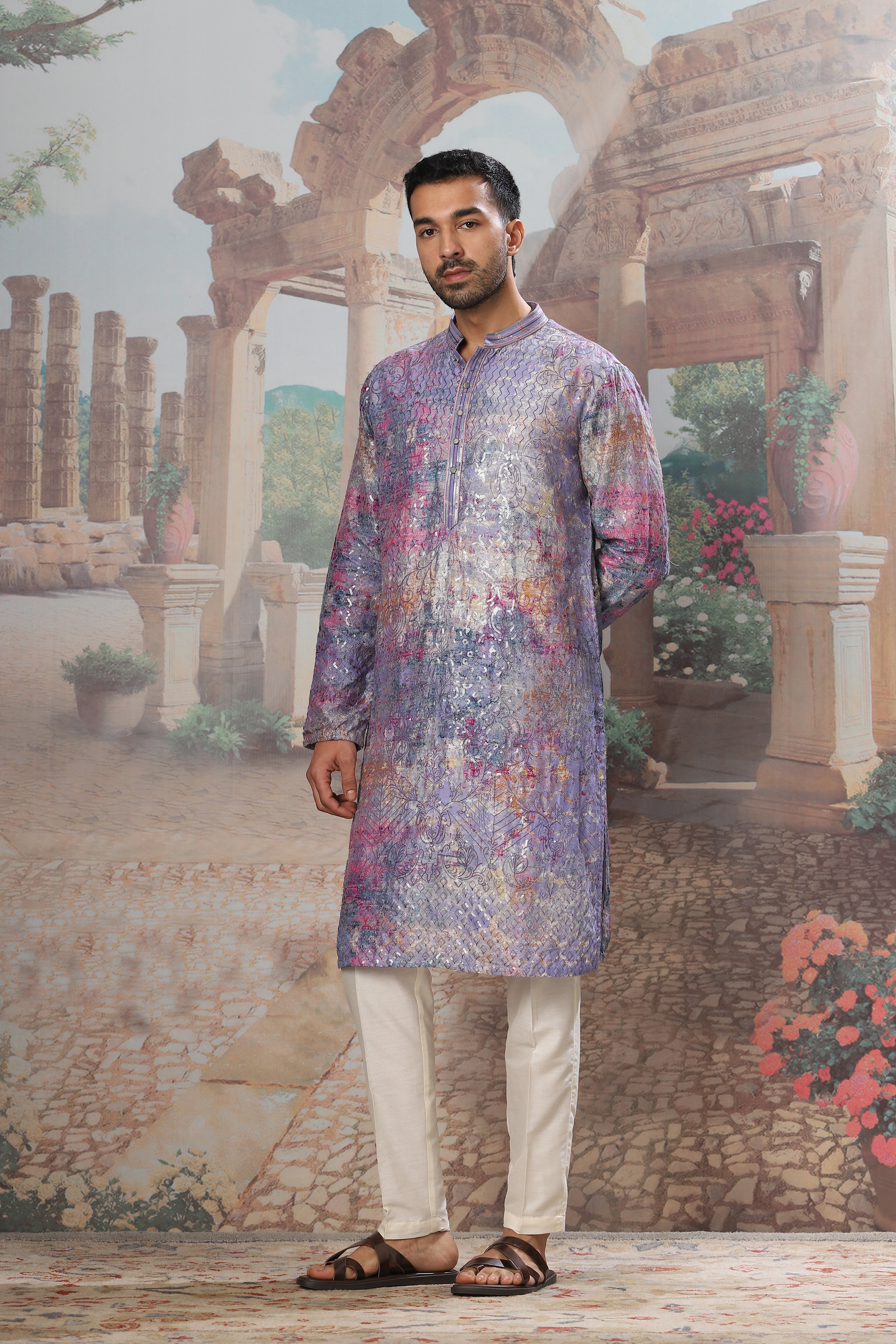Saffron Gold Silk Embroidered Stole