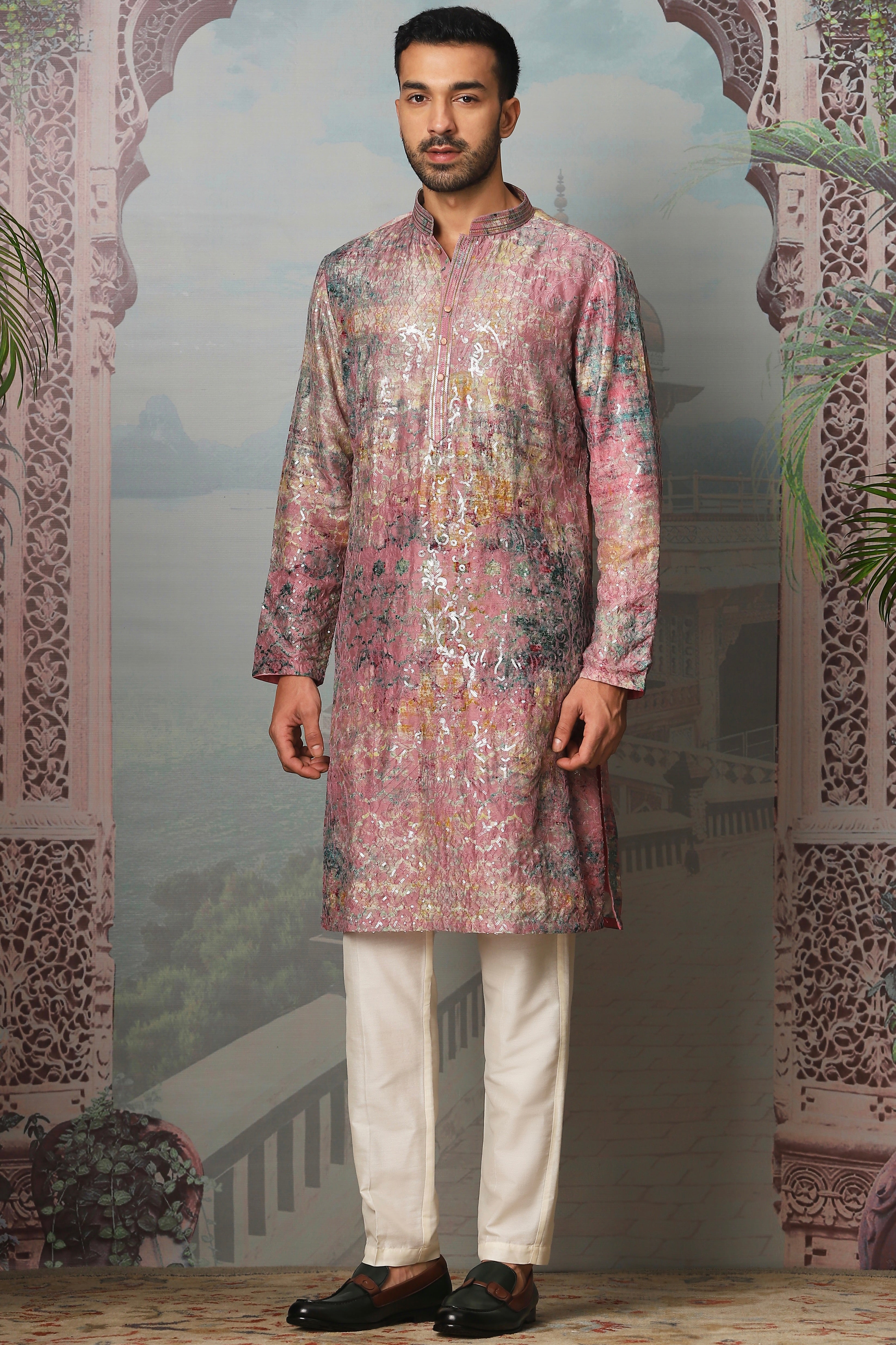 Rosewood Bloom Sequin Embroidered Kurta Set