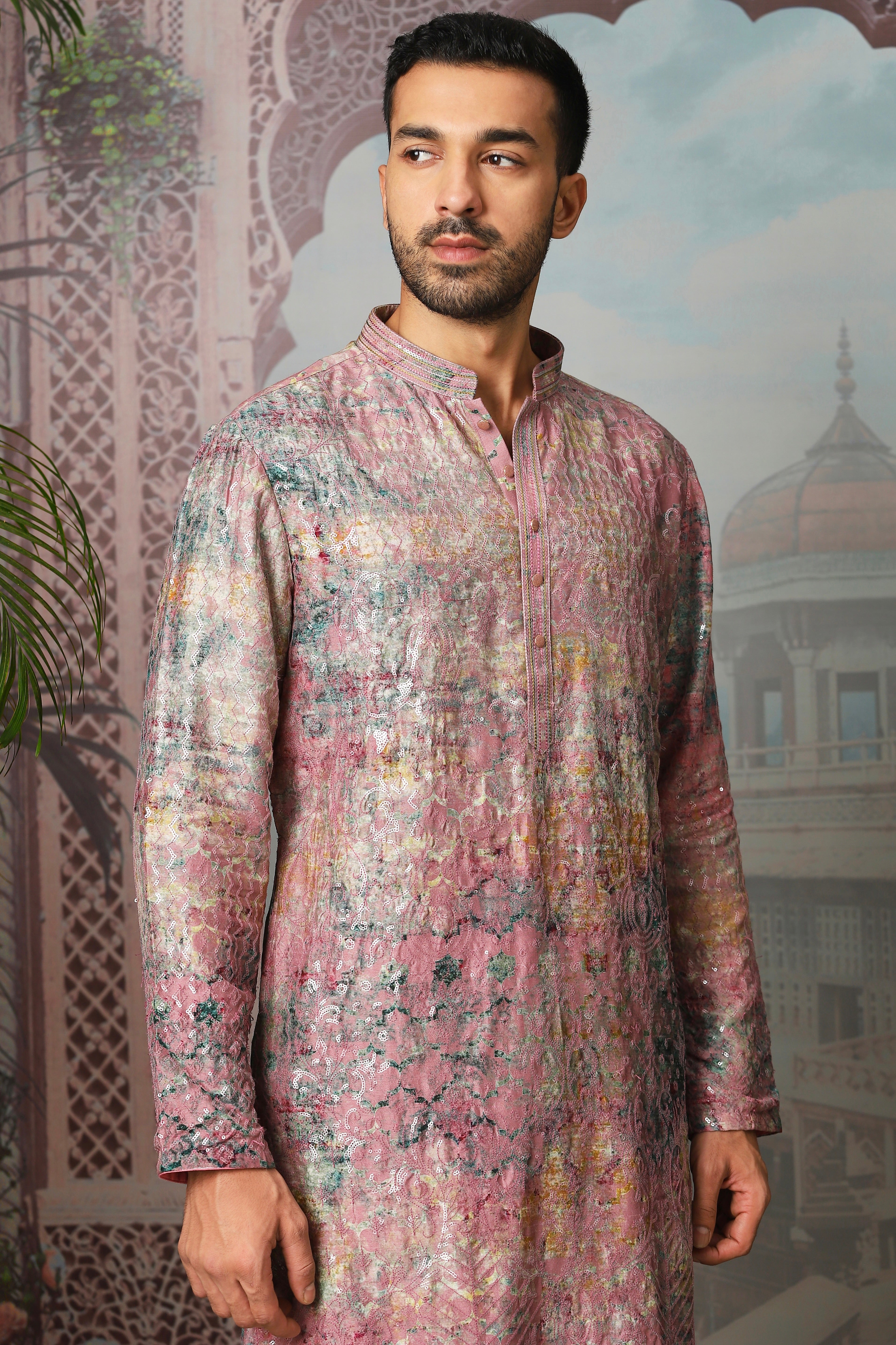 Rosewood Bloom Sequin Embroidered Kurta Set