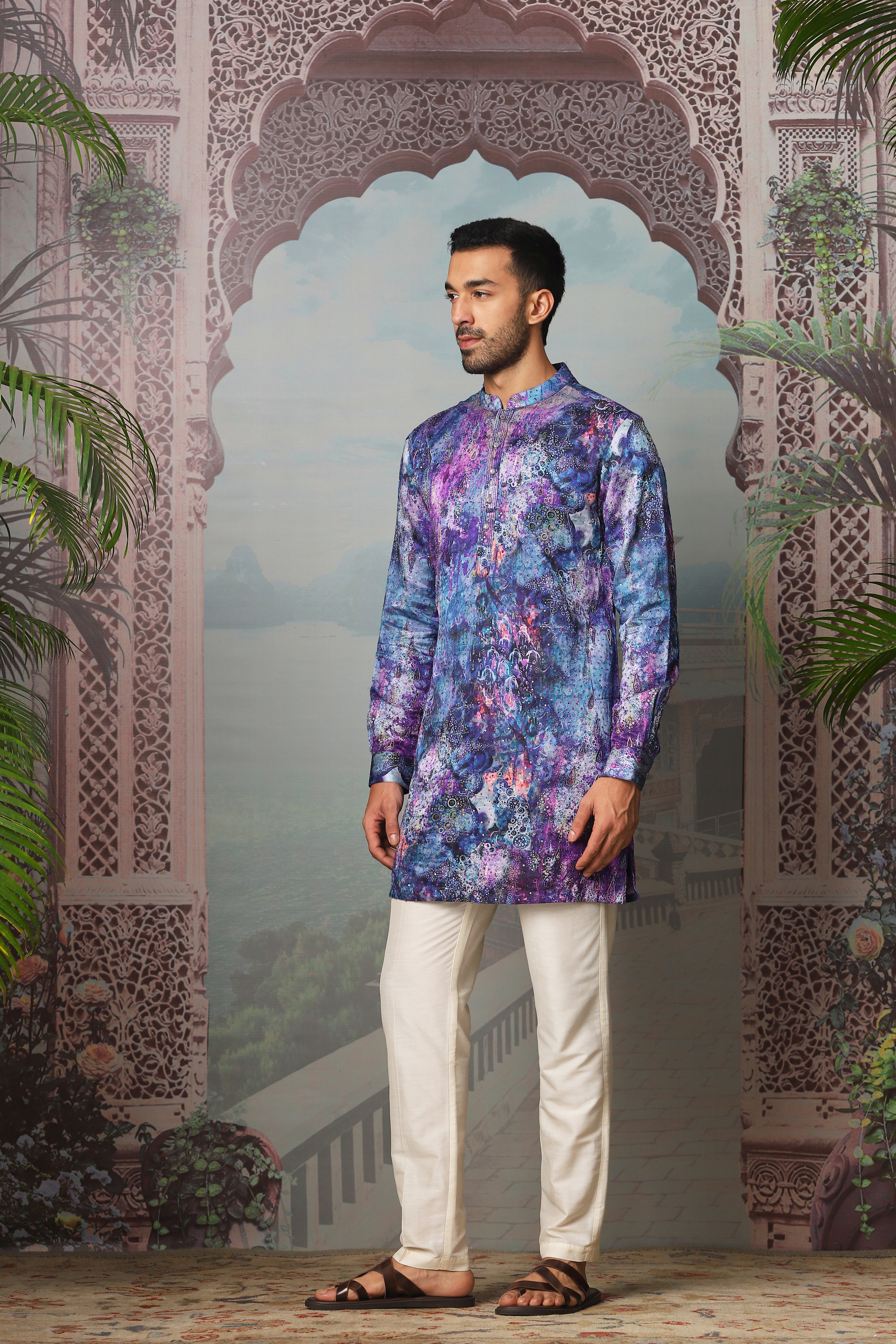 Indigo Cosmos Hand Embroidered Kurta Set