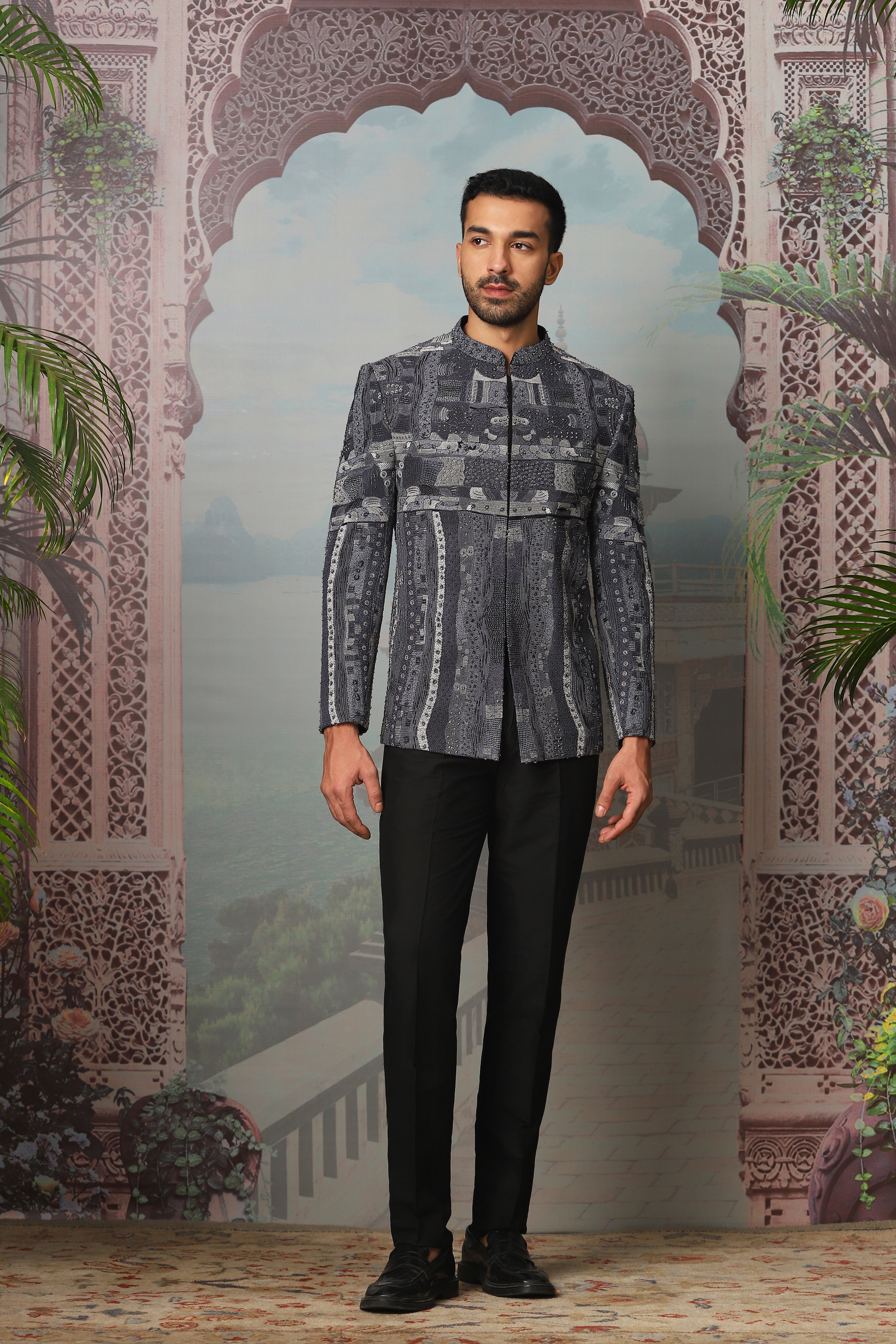 Ebonite Nocturnal Embroidered Bandhgala Set