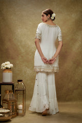 Ivory gota mirror sharara kurta set