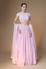 Lilac floral embroidered lehenga blouse set