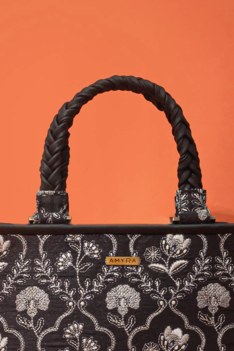 Jharokha Embroidered Handbag - Black