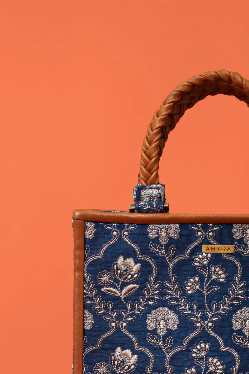Jharokha Embroidered Handbag - Dark Blue