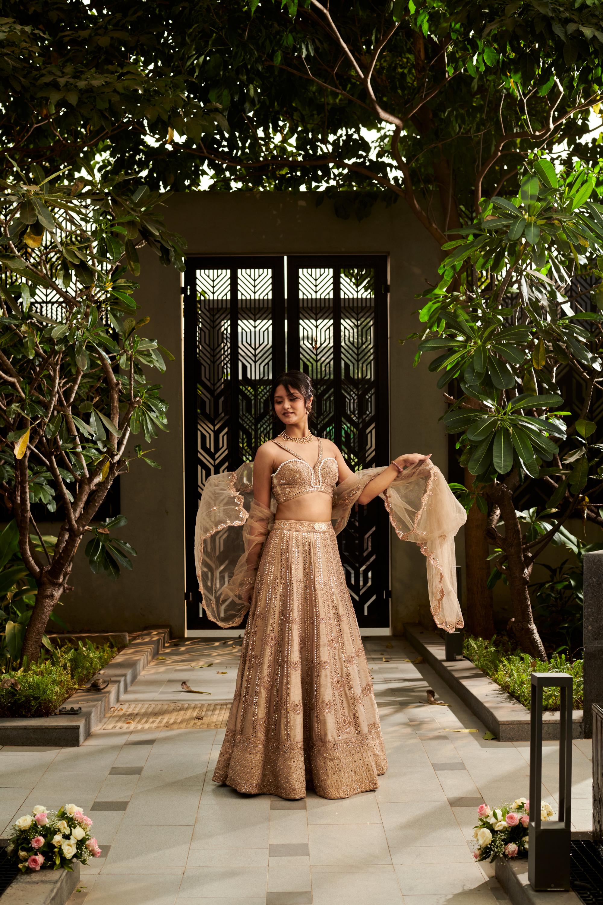 Golden Lehenga Set. 3 (Lehenga + Blouse + Dupatta)