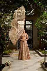 Golden Lehenga Set. 3 (Lehenga + Blouse + Dupatta)