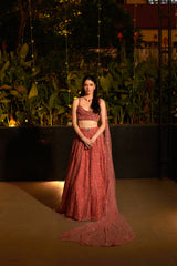 Rose Dust Lehenga Set. 2 (Lehenga + Blouse with attached trail)
