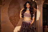 Wine rawsilk hand embroidered lehenga