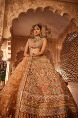 Rust embellished lehenga
