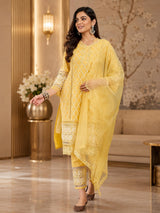 Women's Pure Cotton Yellow Kurta Set