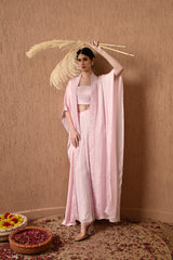Pink Cape Set With Sharara