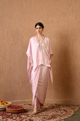 Pink Designer Kaftan With Draped Skirt