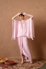 Pink Designer Kaftan With Draped Skirt
