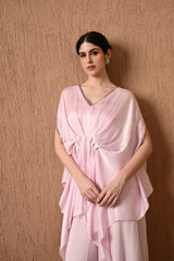 Pink Embroidered Kaftan With Sharara