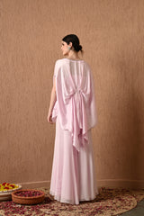 Pink Embroidered Kaftan With Sharara