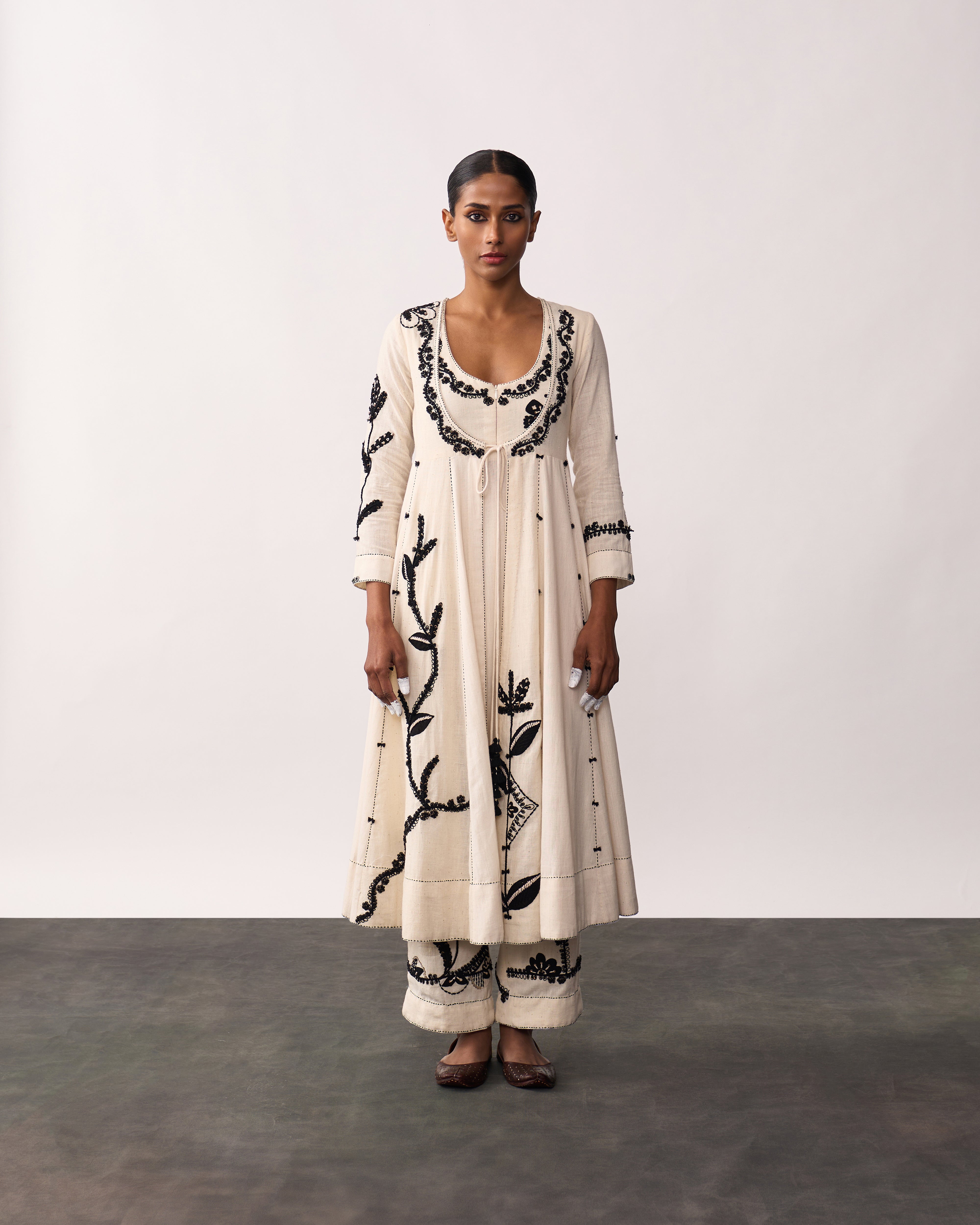 HAZRAT Ivory Handspun Anarkali Set