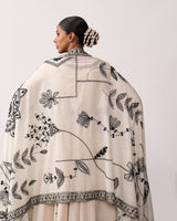 RANI LAXMI Ivory Hand-spun Embroidered Dupatta