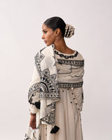 RANI LAXMI Ivory Hand-spun Embroidered Dupatta