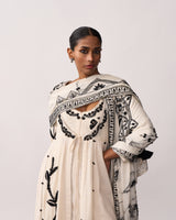 RANI LAXMI Ivory Hand-spun Embroidered Dupatta