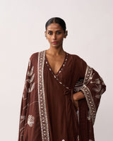 RANI LAXMI Brown Hand-spun Embroidered Dupatta