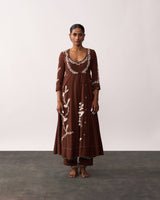 HAZRAT Brown Handspun Anarkali Set