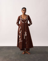 HAZRAT Brown Handspun Anarkali Set