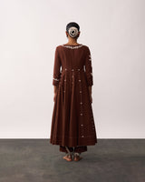 HAZRAT Brown Handspun Anarkali Set