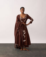 HAZRAT Brown Handspun Anarkali Set