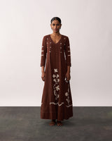ARUNA Brown Handspun Panelled Dress