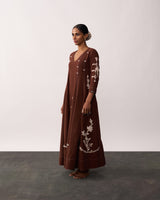 ARUNA Brown Handspun Panelled Dress